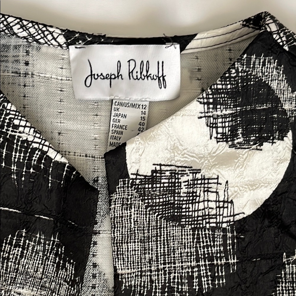 Chic Black and White Joseph Ribkoff Women’s Patterned Jacket Size 12 - Picture 2 of 8